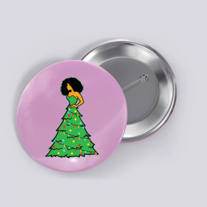 African American Christmas Tree Xmas Decor Button