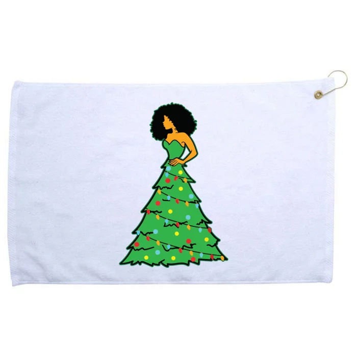 African American Christmas Tree Xmas Decor Grommeted Golf Towel