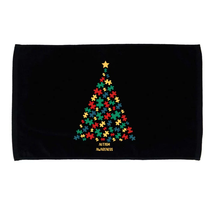 Autism Awareness Christmas Tree Gift Microfiber Hand Towel