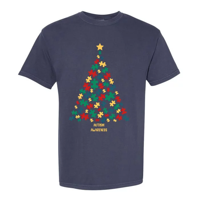 Autism Awareness Christmas Tree Gift Garment-Dyed Heavyweight T-Shirt