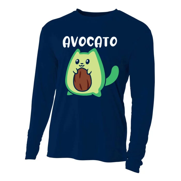 Avogato Avocado Cat Cat Vegan Cooling Performance Long Sleeve Crew