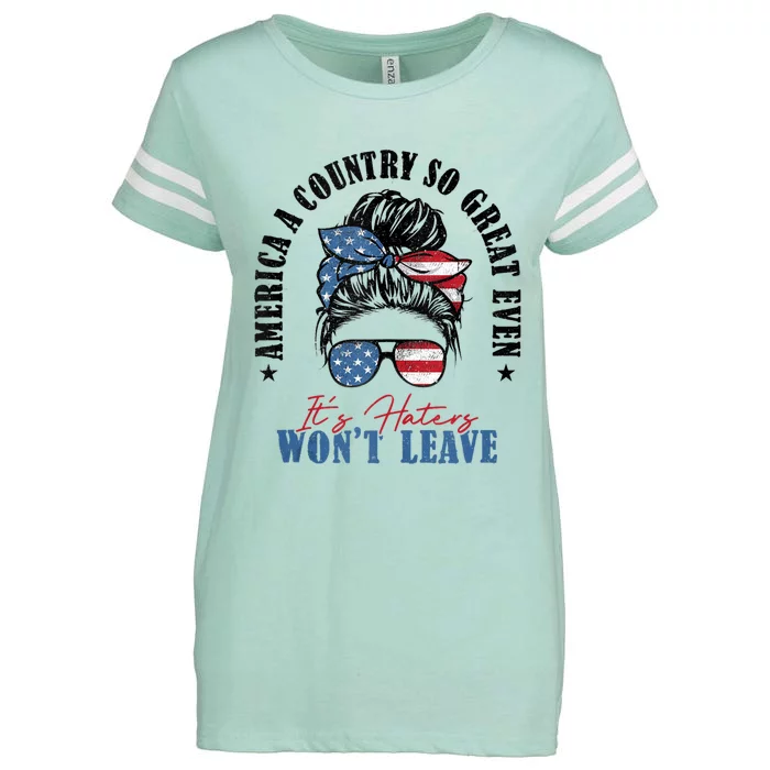 America A Country So Great Even Its Haters Wont Leave Enza Ladies Jersey Football T-Shirt