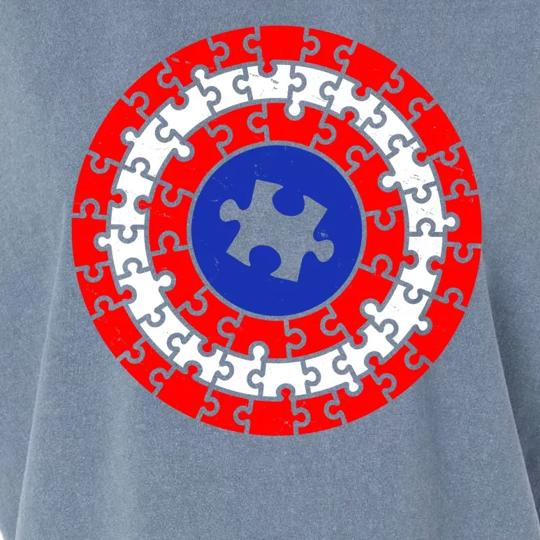 Autism Awareness Captain Puzzle Shield Garment-Dyed Women's Muscle Tee