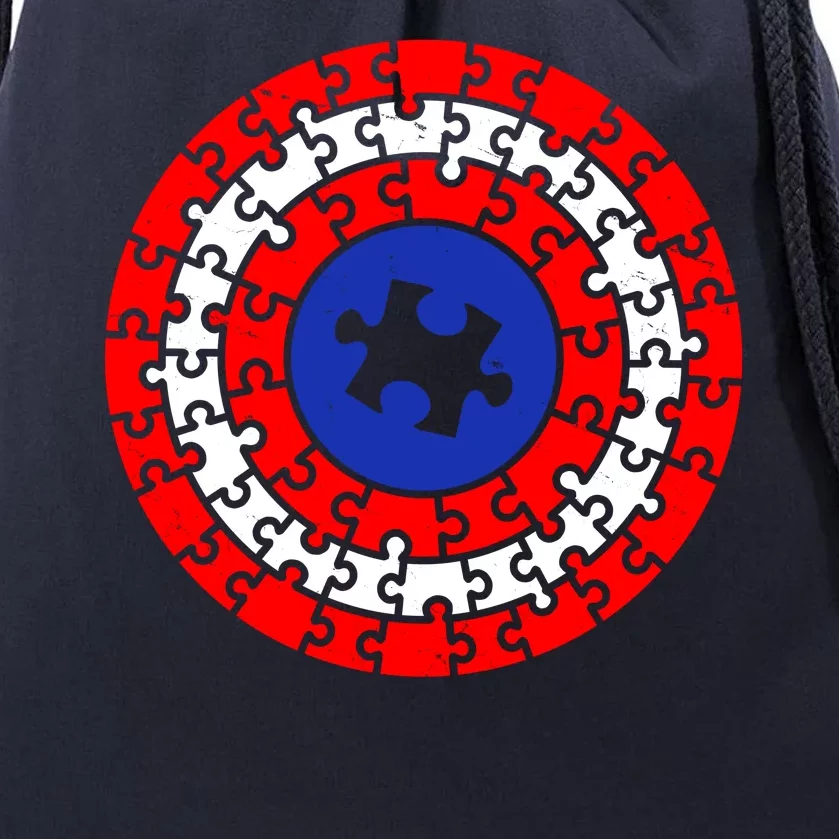 Autism Awareness Captain Puzzle Shield Drawstring Bag