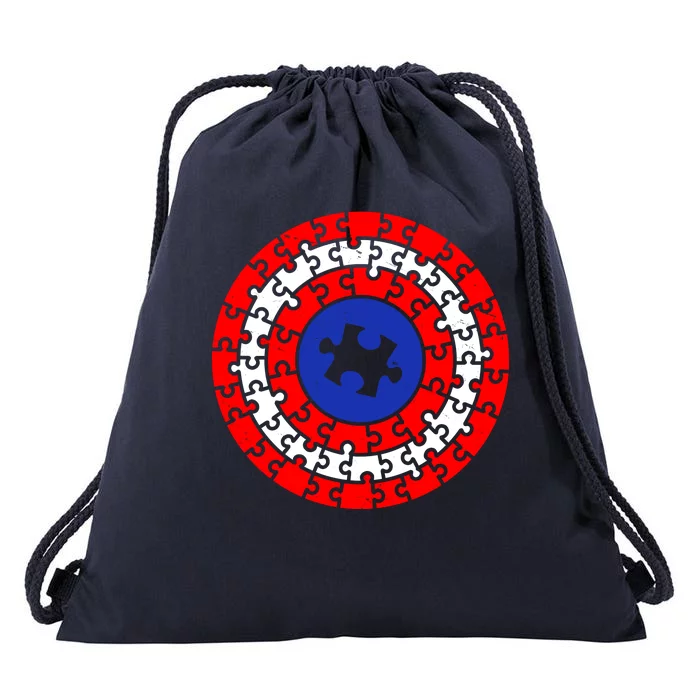 Autism Awareness Captain Puzzle Shield Drawstring Bag