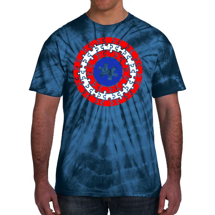 Autism Awareness Captain Puzzle Shield Tie-Dye T-Shirt