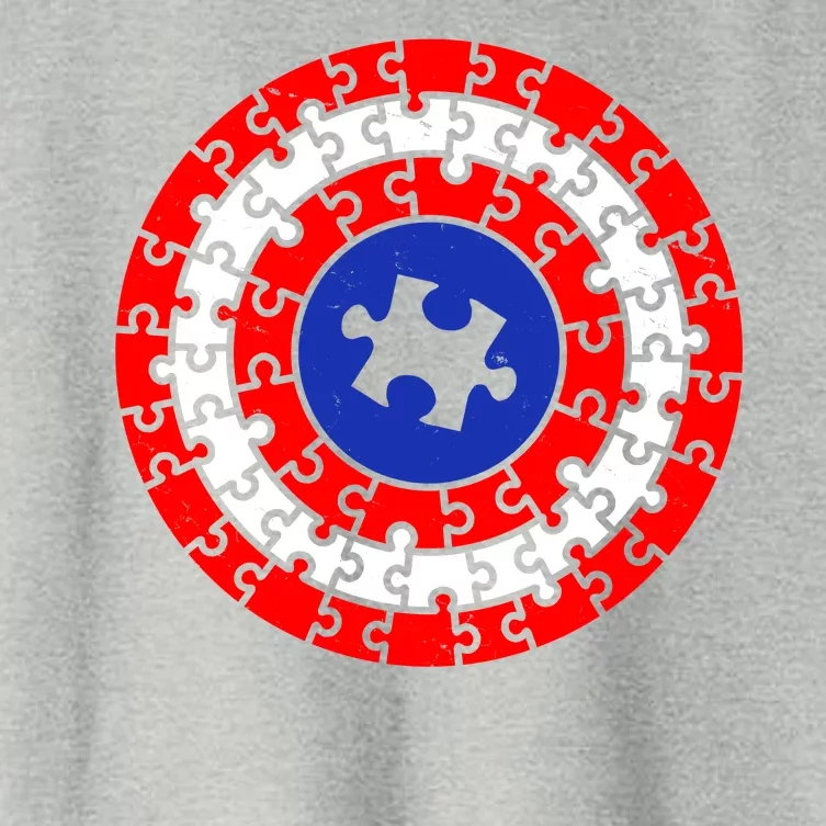 Autism Awareness Captain Puzzle Shield Women's Crop Top Tee