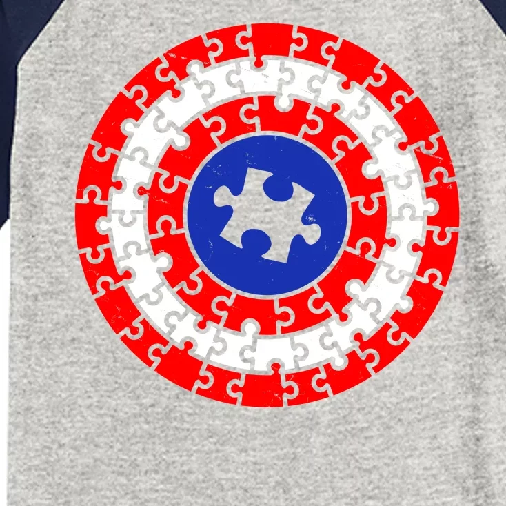 Autism Awareness Captain Puzzle Shield Kids Colorblock Raglan Jersey