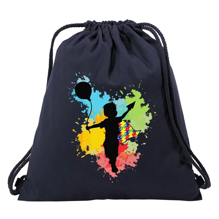 Autism Awareness Cute Colorful Artistic Drawstring Bag