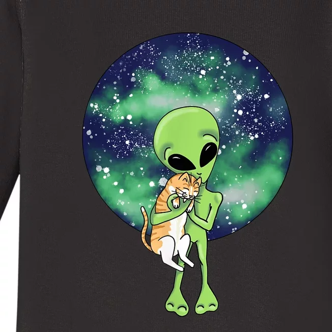 Alien And Cat Baby Long Sleeve Bodysuit