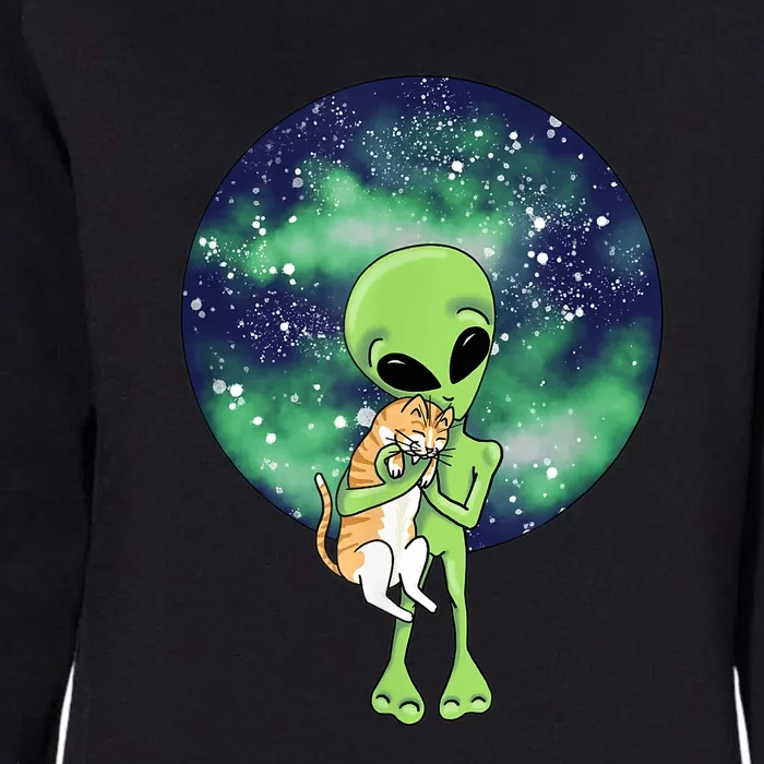 Alien And Cat Womens California Wash Sweatshirt