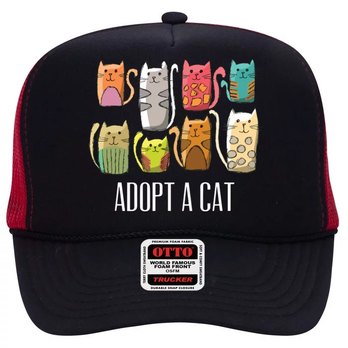 Adopt A Cat Shirts Cat Rescue Cat Adoption High Crown Mesh Trucker Hat