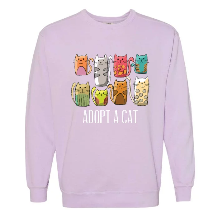 Adopt A Cat Shirts Cat Rescue Cat Adoption Garment-Dyed Sweatshirt