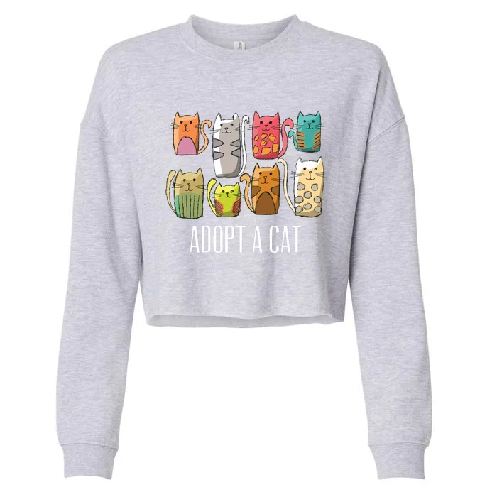 Adopt A Cat Shirts Cat Rescue Cat Adoption Cropped Pullover Crew