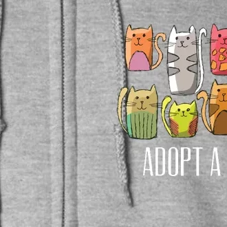 Adopt A Cat Shirts Cat Rescue Cat Adoption Full Zip Hoodie