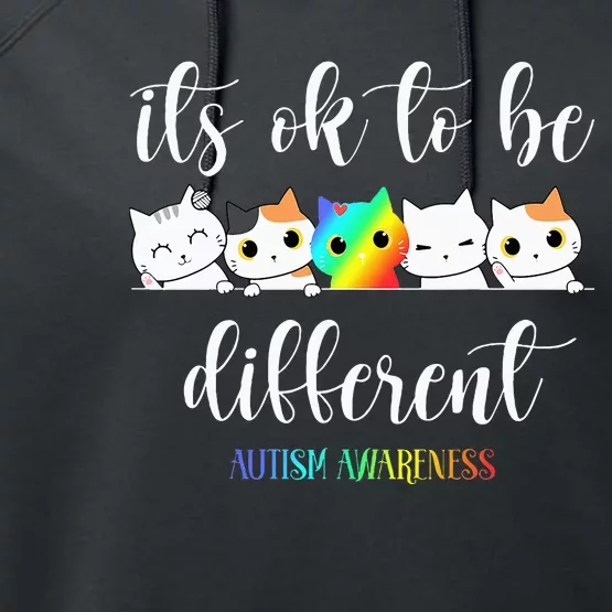 Autism Awareness Cat Its Ok To Be Different Autistic Performance Fleece Hoodie