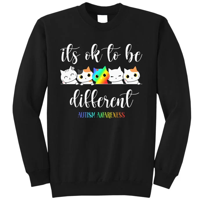 Autism Awareness Cat Its Ok To Be Different Autistic Tall Sweatshirt