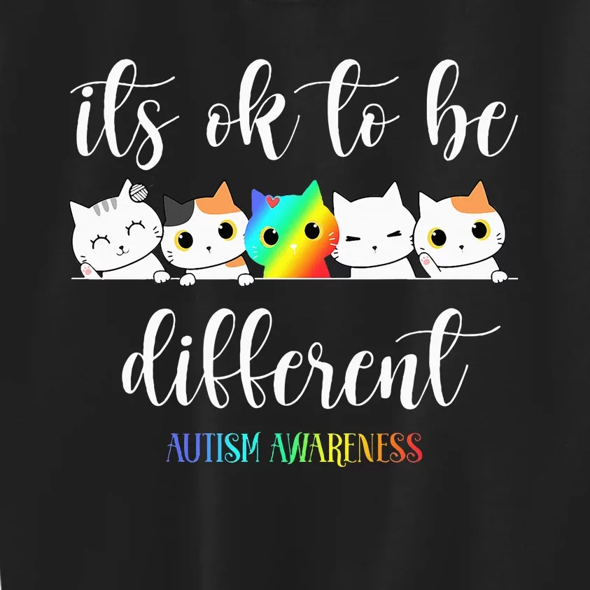 Autism Awareness Cat Its Ok To Be Different Autistic Kids Sweatshirt