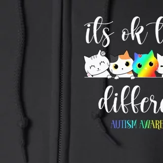 Autism Awareness Cat Its Ok To Be Different Autistic Full Zip Hoodie