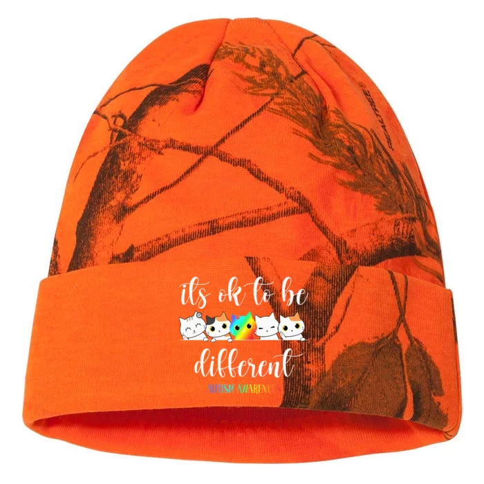 Autism Awareness Cat Its Ok To Be Different Autistic Kati - 12in Camo Beanie