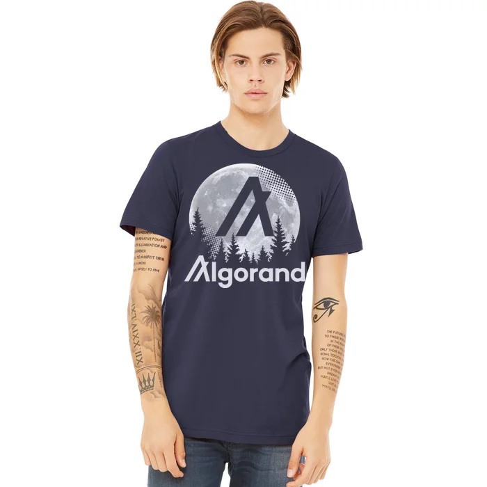 Algorand ALGO Coin Cryptocurrency Wilderness Full Moon Premium T-Shirt