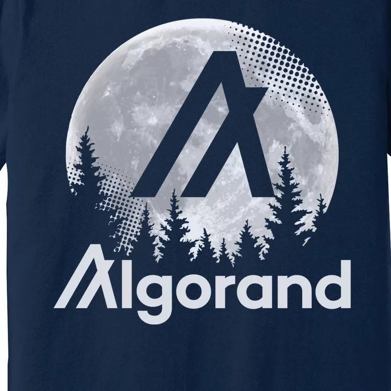 Algorand ALGO Coin Cryptocurrency Wilderness Full Moon Premium T-Shirt