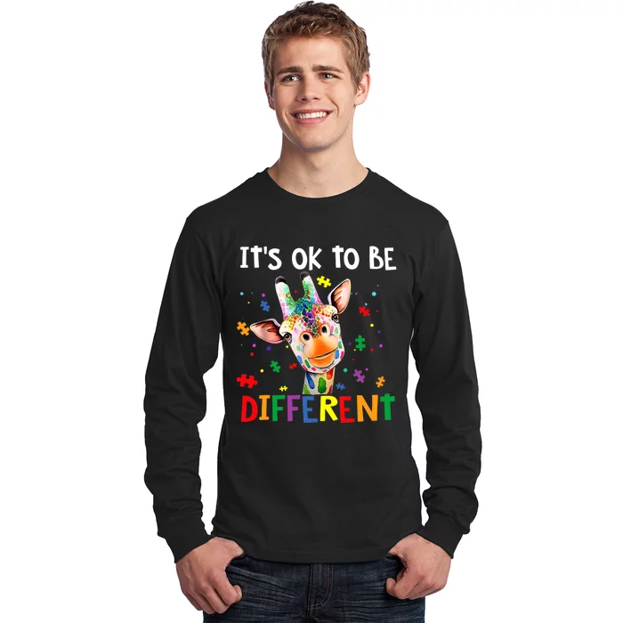 Autism Awareness Cute Giraffe Animal It's Ok To Be Different Long Sleeve Shirt