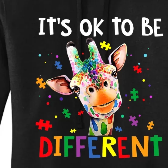 Autism Awareness Cute Giraffe Animal It's Ok To Be Different Women's Pullover Hoodie