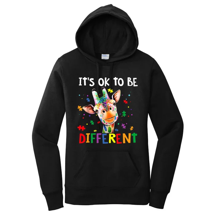 Autism Awareness Cute Giraffe Animal It's Ok To Be Different Women's Pullover Hoodie