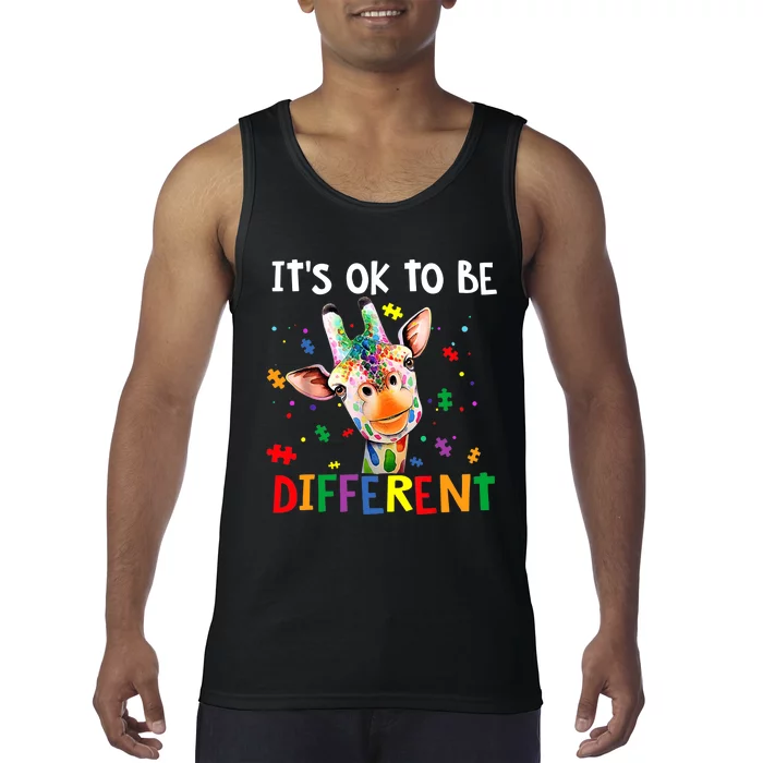 Autism Awareness Cute Giraffe Animal It's Ok To Be Different Tank Top