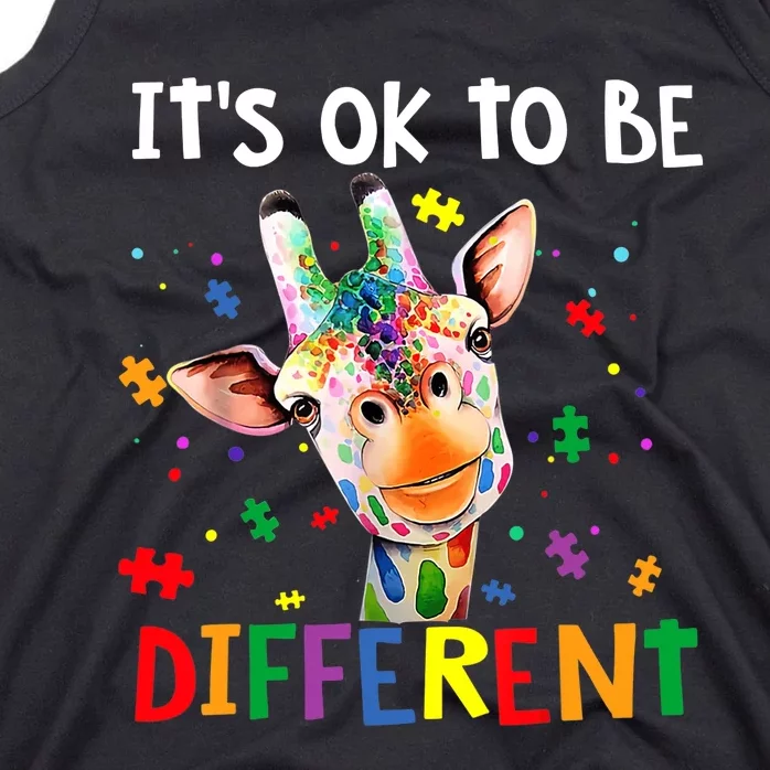 Autism Awareness Cute Giraffe Animal It's Ok To Be Different Tank Top