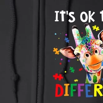 Autism Awareness Cute Giraffe Animal It's Ok To Be Different Full Zip Hoodie