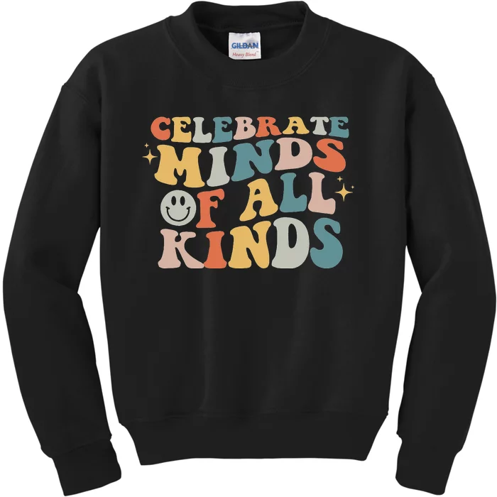 Autism Awareness Celebrate Minds Of All Kinds Neurodiversity Kids Sweatshirt