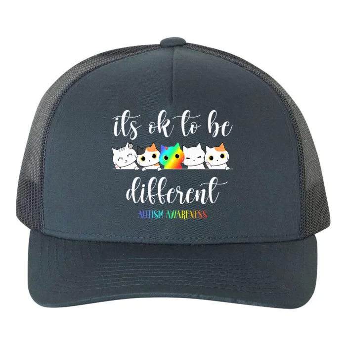 Autism Awareness Cat ItS Ok To Be Different Funny Autistic Yupoong Adult 5-Panel Trucker Hat