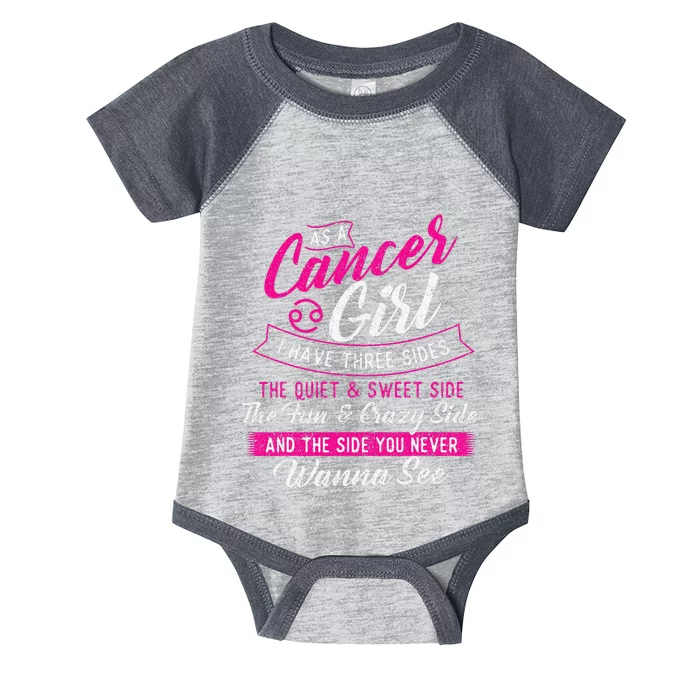 As A Cancer I Have Three Sides Astrology Zodiac Sign Infant Baby Jersey Bodysuit