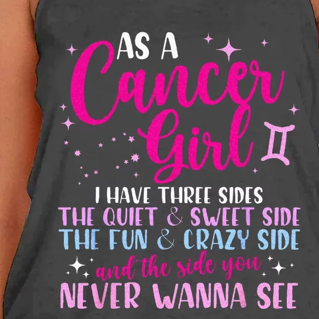 As A Cancer Girl I Have Three Sides Astrology Zodiac Sign Women's Knotted Racerback Tank