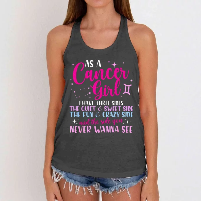 As A Cancer Girl I Have Three Sides Astrology Zodiac Sign Women's Knotted Racerback Tank