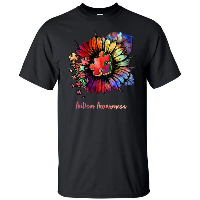 Autism Awareness Colorful Sunflower Tall T-Shirt