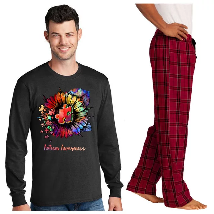 Autism Awareness Colorful Sunflower Long Sleeve Pajama Set