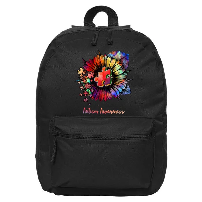 Autism Awareness Colorful Sunflower 16 in Basic Backpack