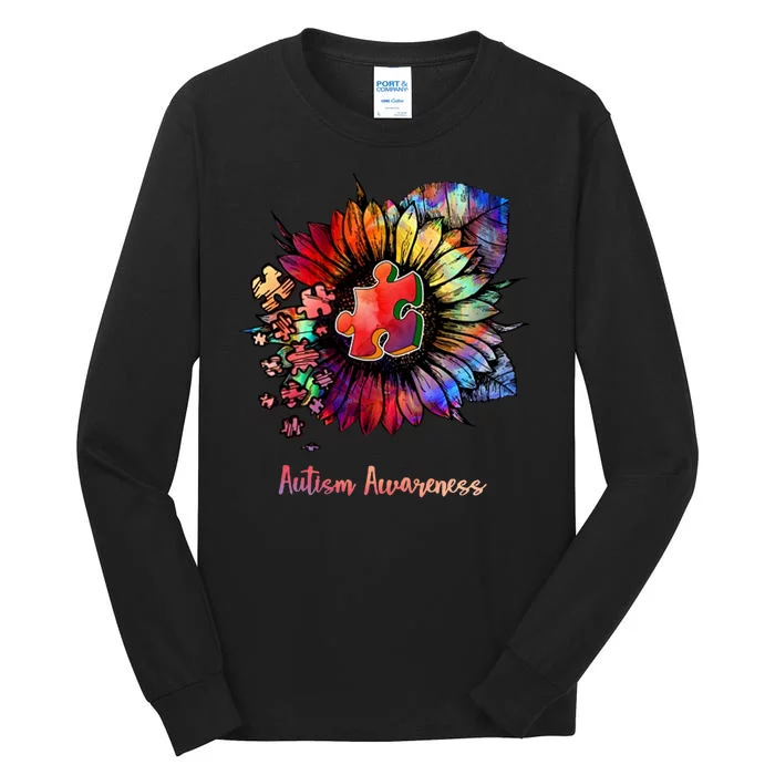 Autism Awareness Colorful Sunflower Tall Long Sleeve T-Shirt