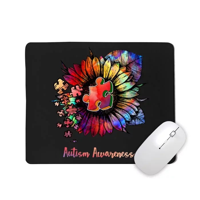 Autism Awareness Colorful Sunflower Mousepad