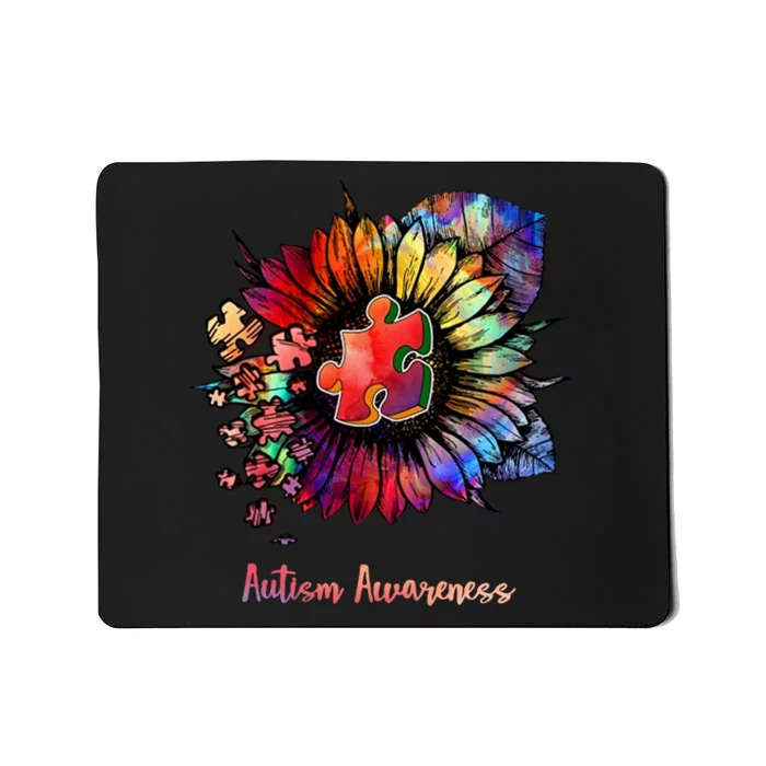 Autism Awareness Colorful Sunflower Mousepad