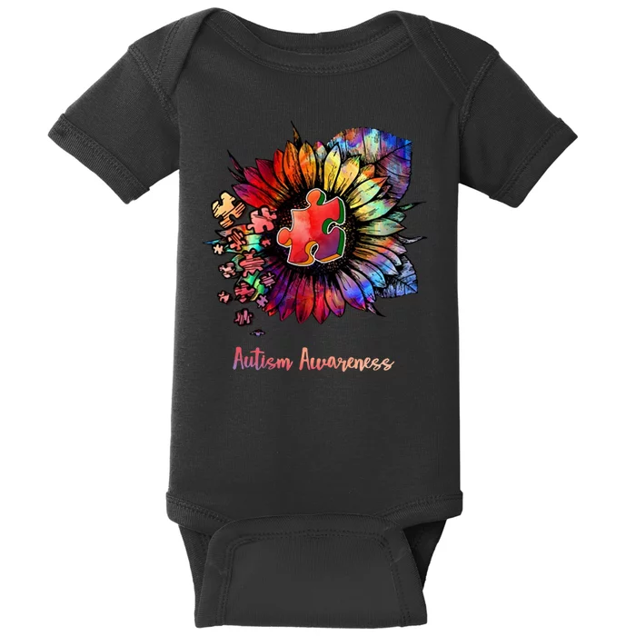 Autism Awareness Colorful Sunflower Baby Bodysuit