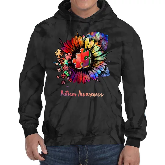 Autism Awareness Colorful Sunflower Tie Dye Hoodie