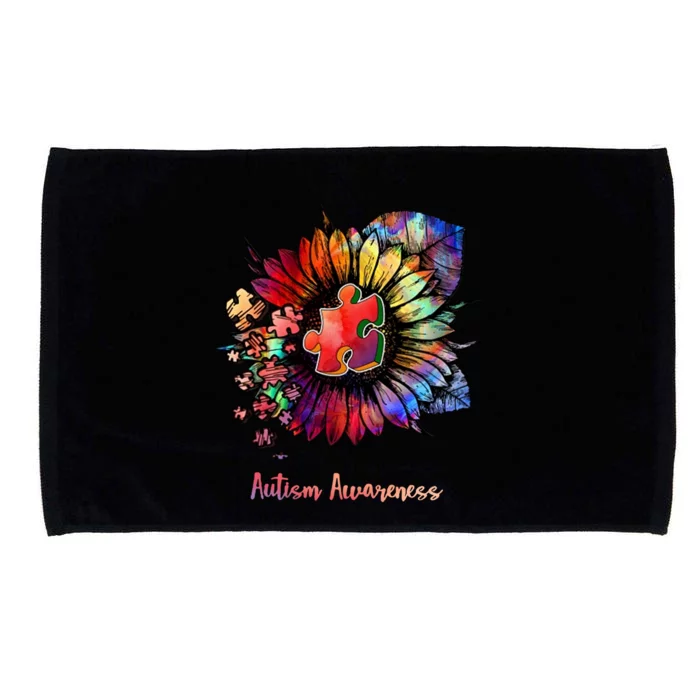 Autism Awareness Colorful Sunflower Microfiber Hand Towel