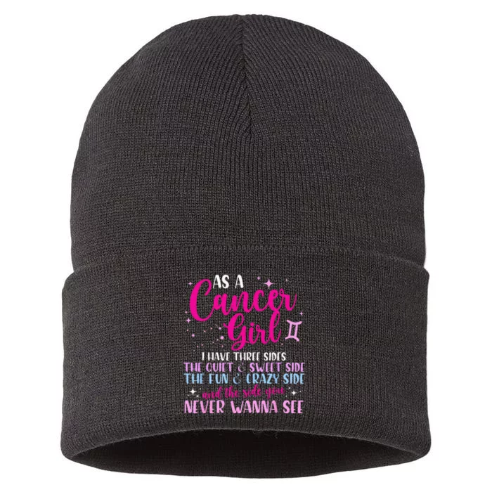 As A Cancer Girl I Have Three Sides Astrology Zodiac Sign Sustainable Knit Beanie