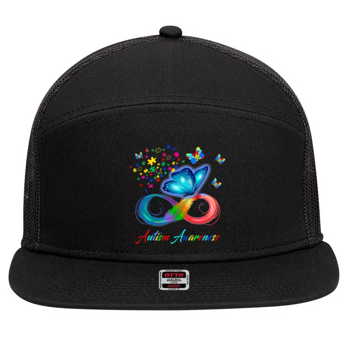 Autism Awareness Colorful Butterfly 7 Panel Mesh Trucker Snapback Hat