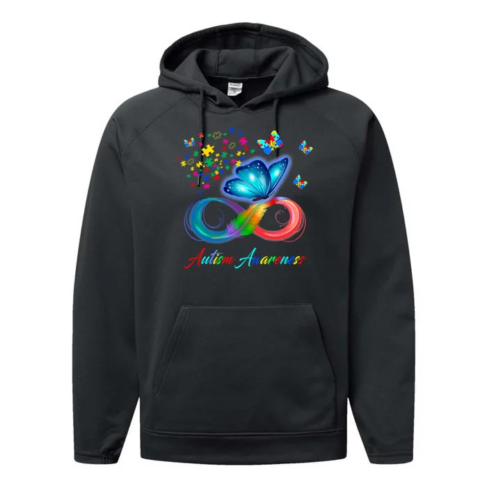 Autism Awareness Colorful Butterfly Performance Fleece Hoodie