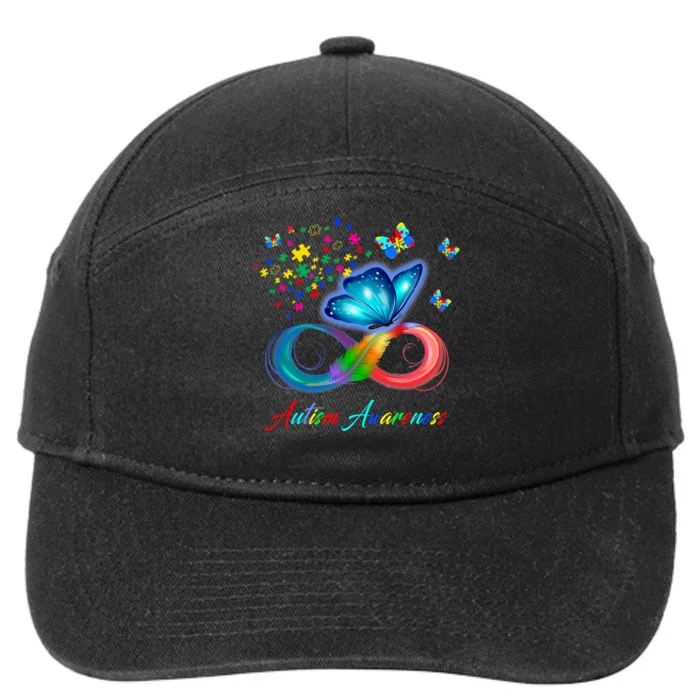 Autism Awareness Colorful Butterfly 7-Panel Snapback Hat